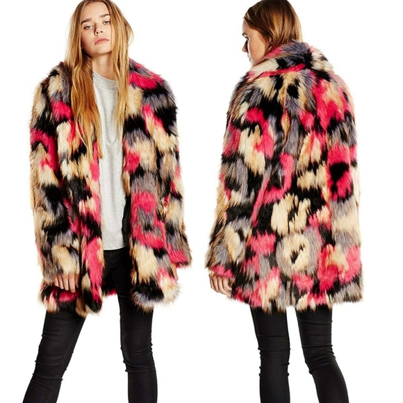 French Connection Jackets & Blazers - Multicolor Faux Fur Coat